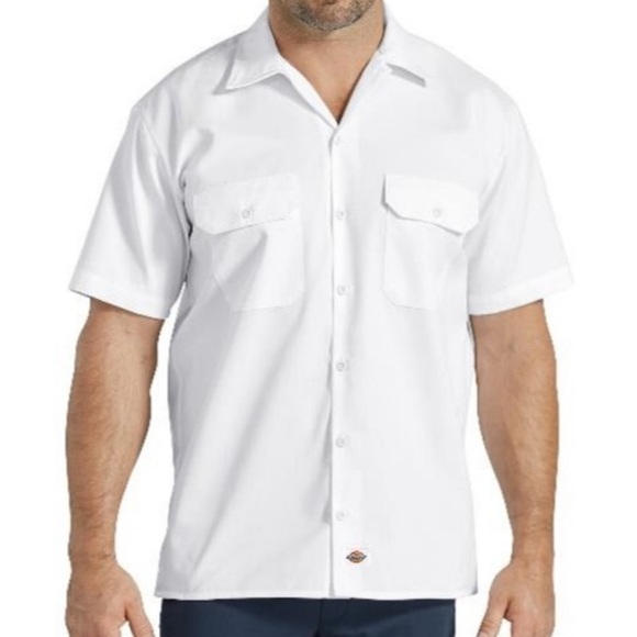 DICKIES Men's White Short-Sleeve Work Shirt - Picture 1 of 4